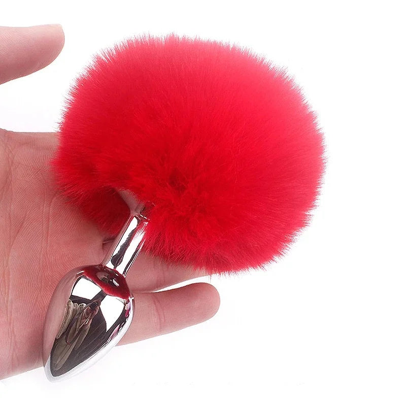 Metal Plush Rabbit Tail Anal Plug Prostate Massager Butt Plug Rabbit Ear BDSM Cosplay Erotic Sex Toys for Women Adults Sex Game