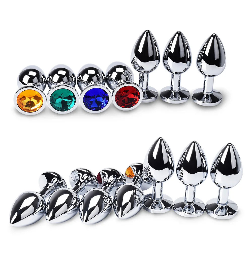Metal Anal Plug Stainless Steel Butt Plug With Jewelry Colorful Crystal Anus Plug Anal Bead Adults Sex Toys for Women Adult Game