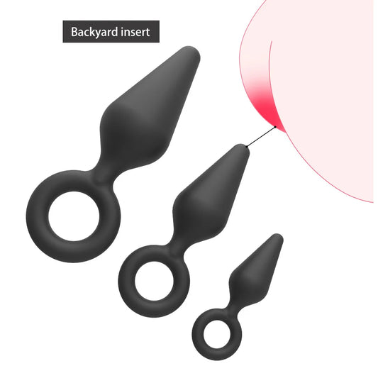Silicone Butt Plug Ring Anal Plugs Unisex Sex Stopper 3 Different Size Adult Toys for Men/Women Anal Trainer For Couples SM