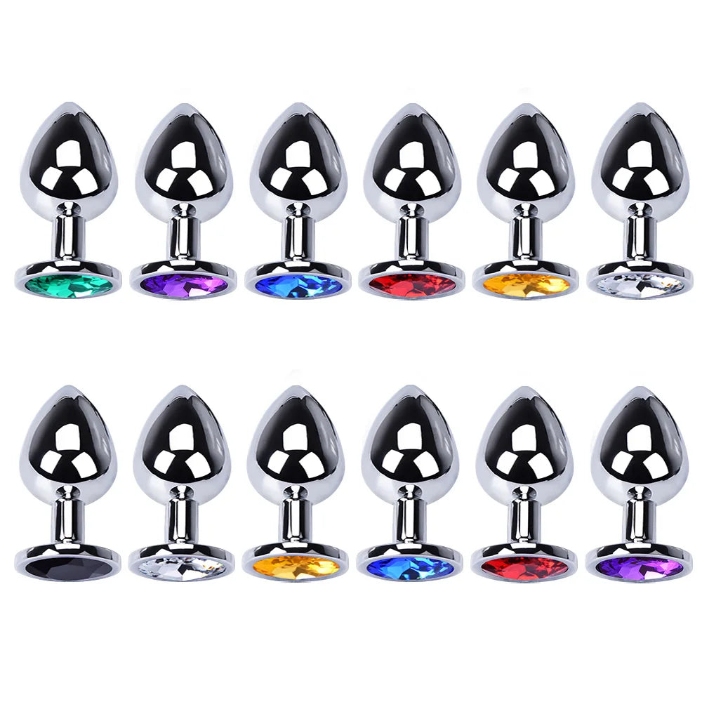 Metal Anal Plug Stainless Steel Butt Plug With Jewelry Colorful Crystal Anus Plug Anal Bead Adults Sex Toys for Women Adult Game