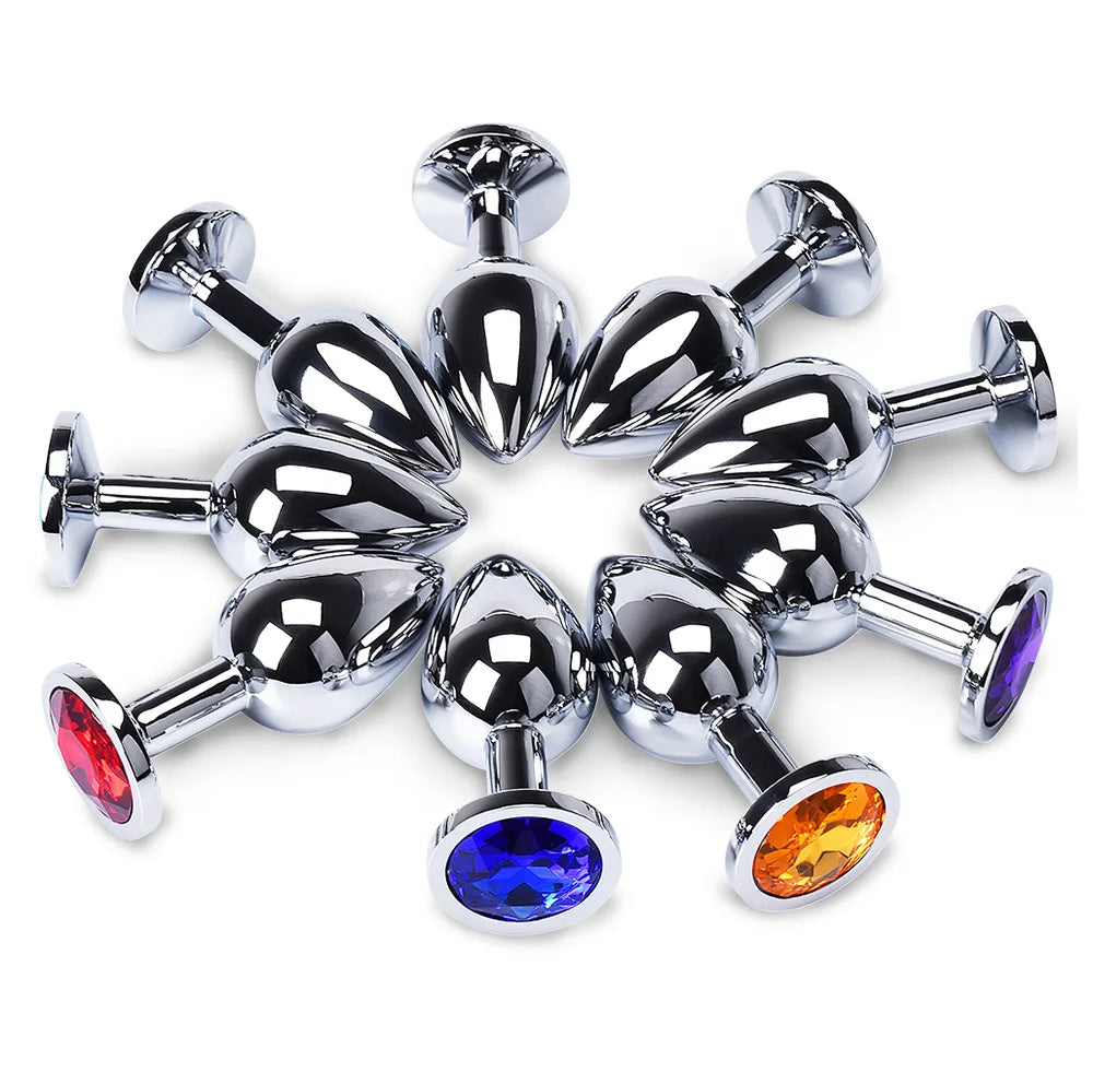 Metal Anal Plug Stainless Steel Butt Plug With Jewelry Colorful Crystal Anus Plug Anal Bead Adults Sex Toys for Women Adult Game