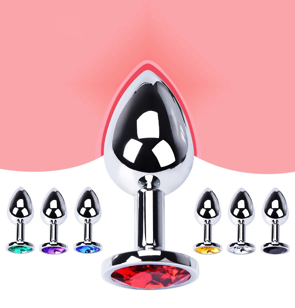 Metal Anal Plug Stainless Steel Butt Plug With Jewelry Colorful Crystal Anus Plug Anal Bead Adults Sex Toys for Women Adult Game