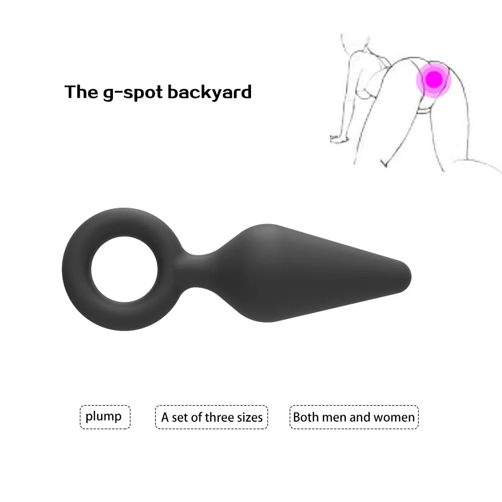 Silicone Butt Plug Ring Anal Plugs Unisex Sex Stopper 3 Different Size Adult Toys for Men/Women Anal Trainer For Couples SM