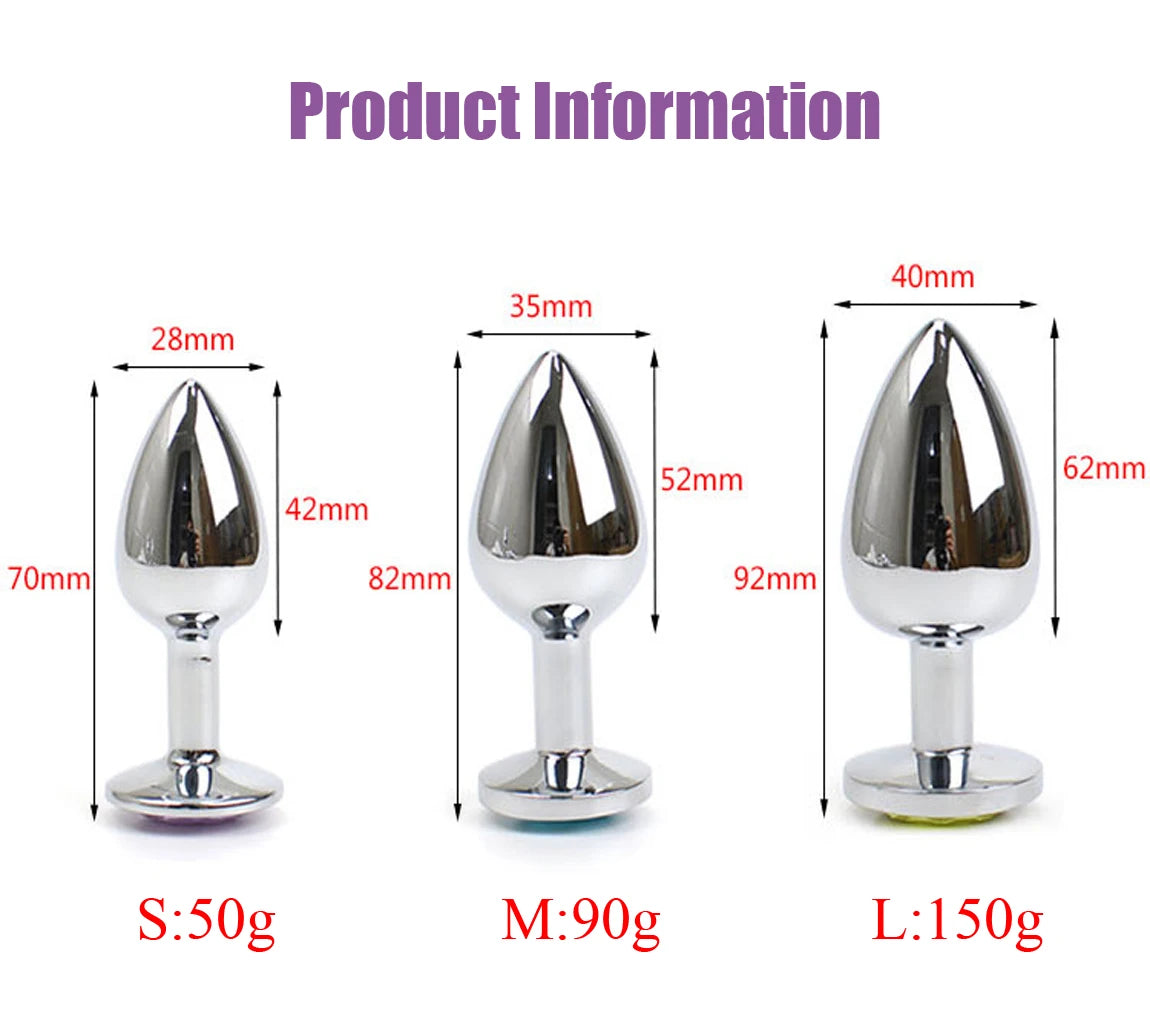 Metal Anal Plug Stainless Steel Butt Plug With Jewelry Colorful Crystal Anus Plug Anal Bead Adults Sex Toys for Women Adult Game