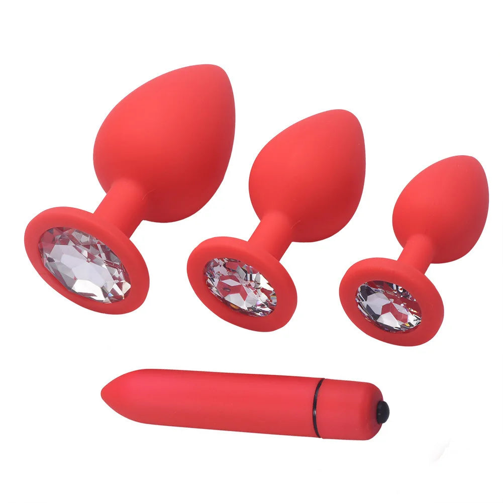 Adult Silicone set Anal Plug Dildos Bullet Vibrator Butt Plugs Sex Toys for Women Men Gay Prostate Massager Anal Masturbating S/M/L