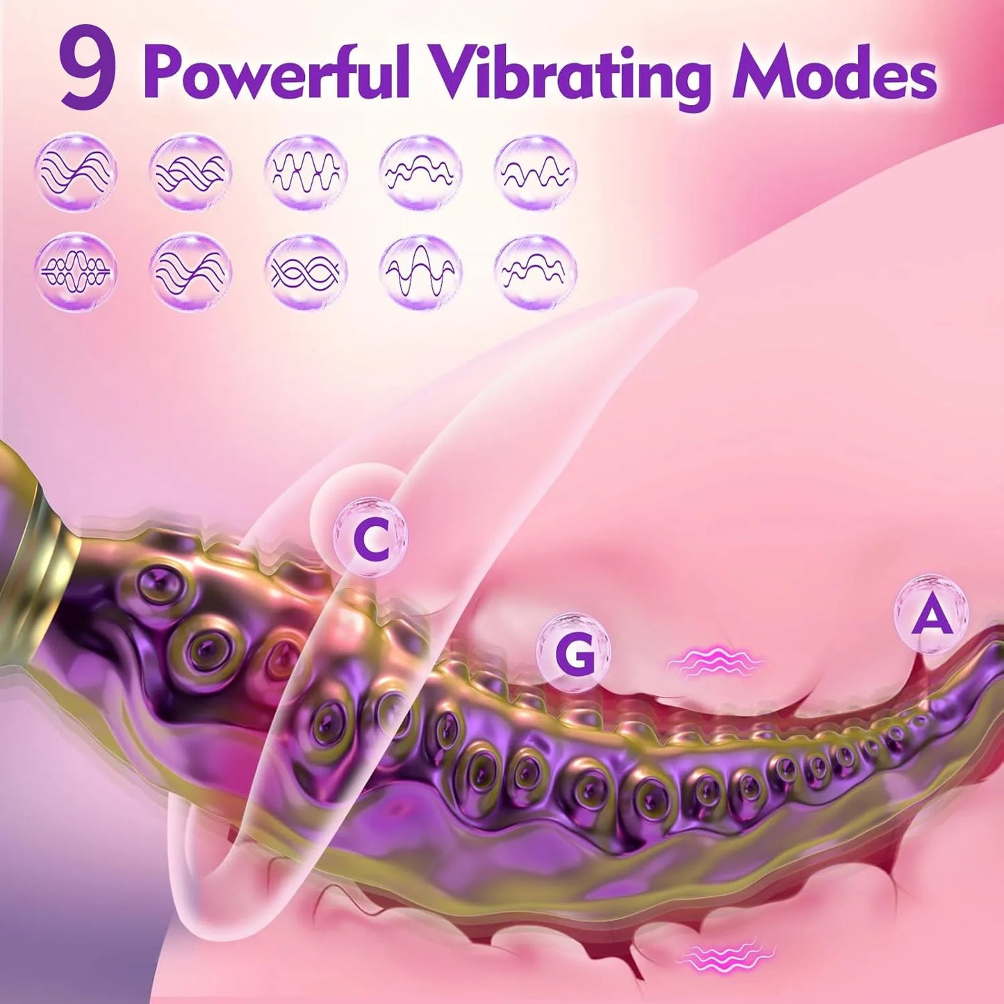 Vibrating Realistic Monster G-Spot Dildos Octopus Vibrator wit 10 Powerful Mode Adult Sex Toys for Women Anal Vagina Stimulation