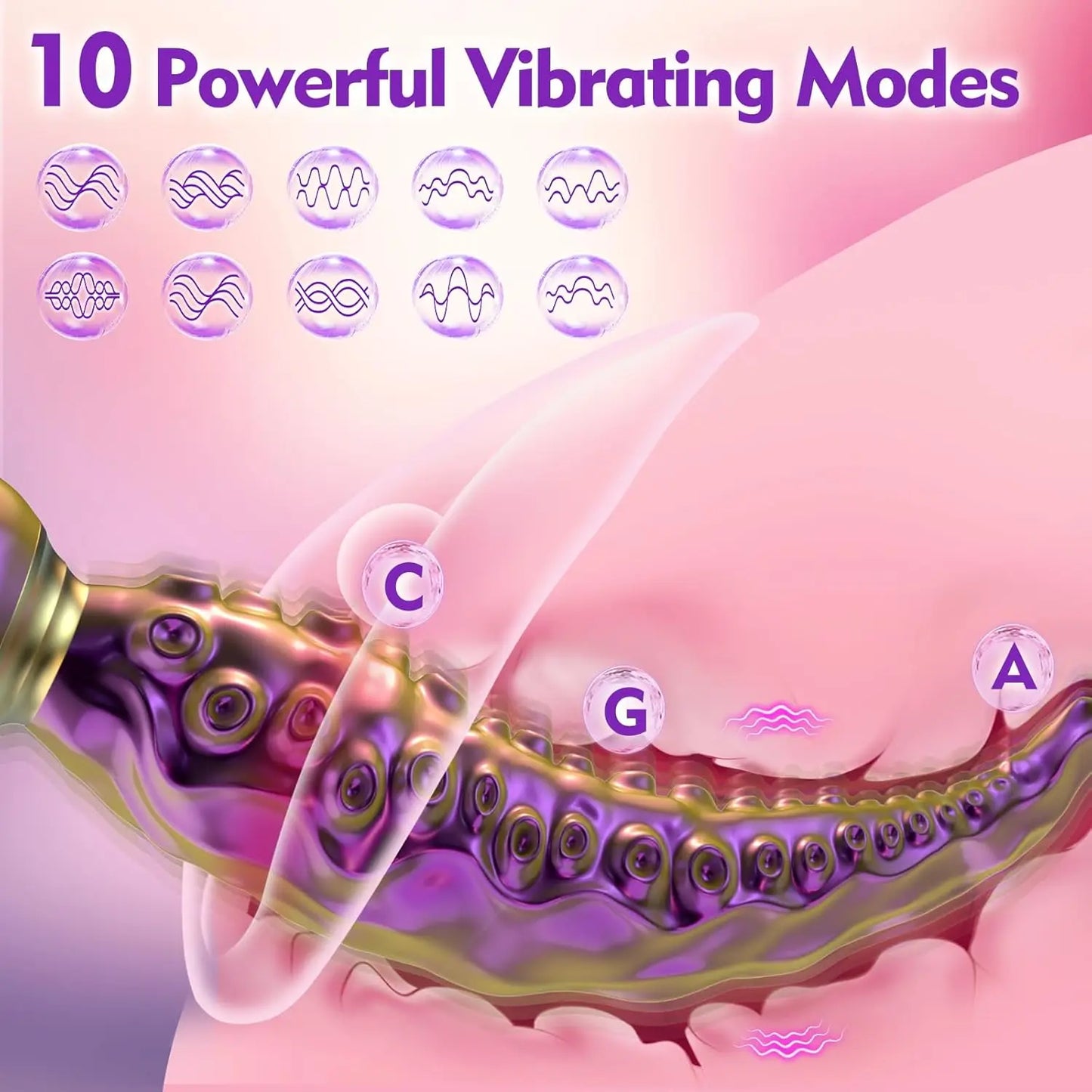 Vibrating Realistic Monster G-Spot Dildos Octopus Vibrator wit 10 Powerful Mode Adult Sex Toys for Women Anal Vagina Stimulation