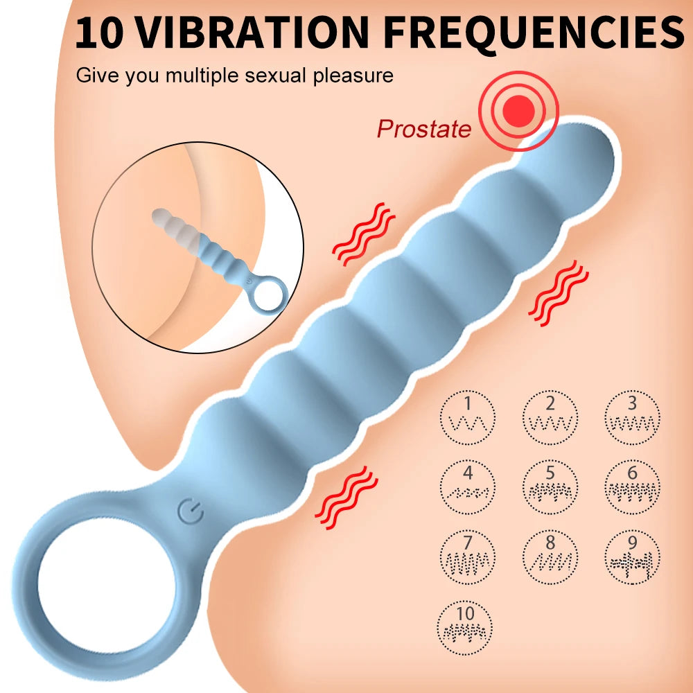 10 Speed Anal Vibrator Anal Beads Prostate Massage Butt Plug Stimulator USB Charge Vibrators Sex Toys For Men Women