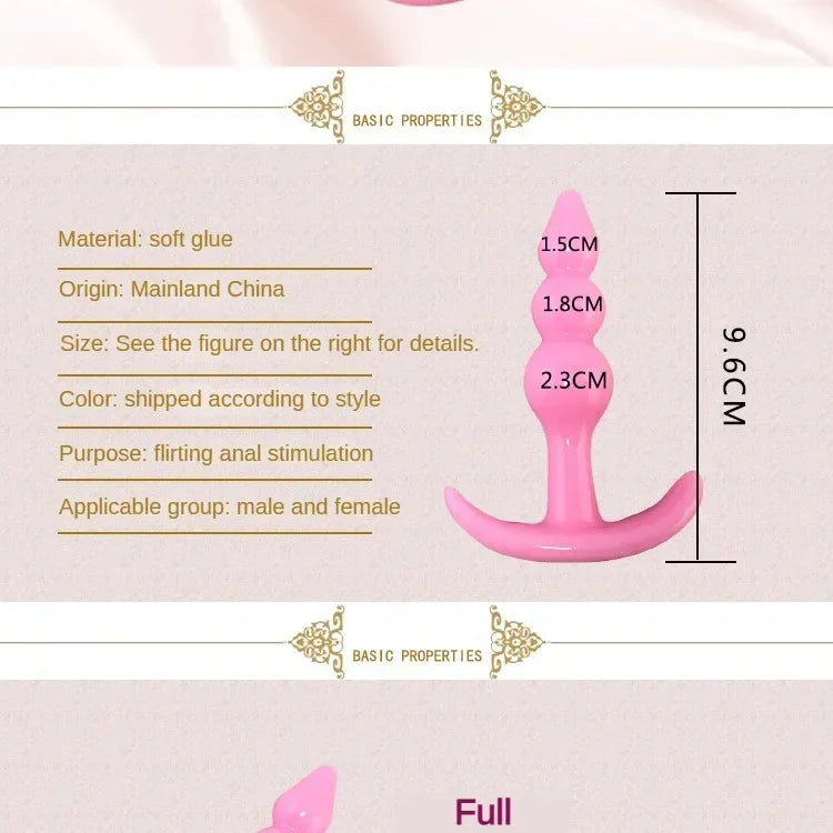 Anal Plug 6pcs Funny Butt Plug Backcourt Waterproof Silicone Comrades Adult Products Combination Set Massager Stick Training Kit