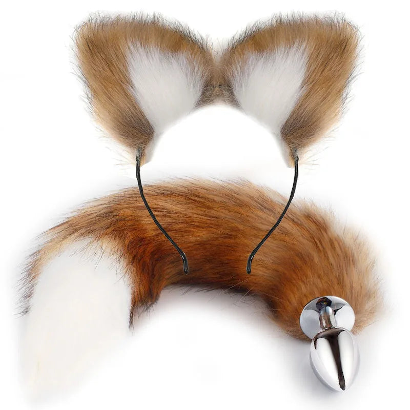 Ass Butt Tail Buttplug Fox Pigtail Anal Plug And Ears Erotic products BDSM Cat Ears Sex Game Toys For Couple Adults Women Men