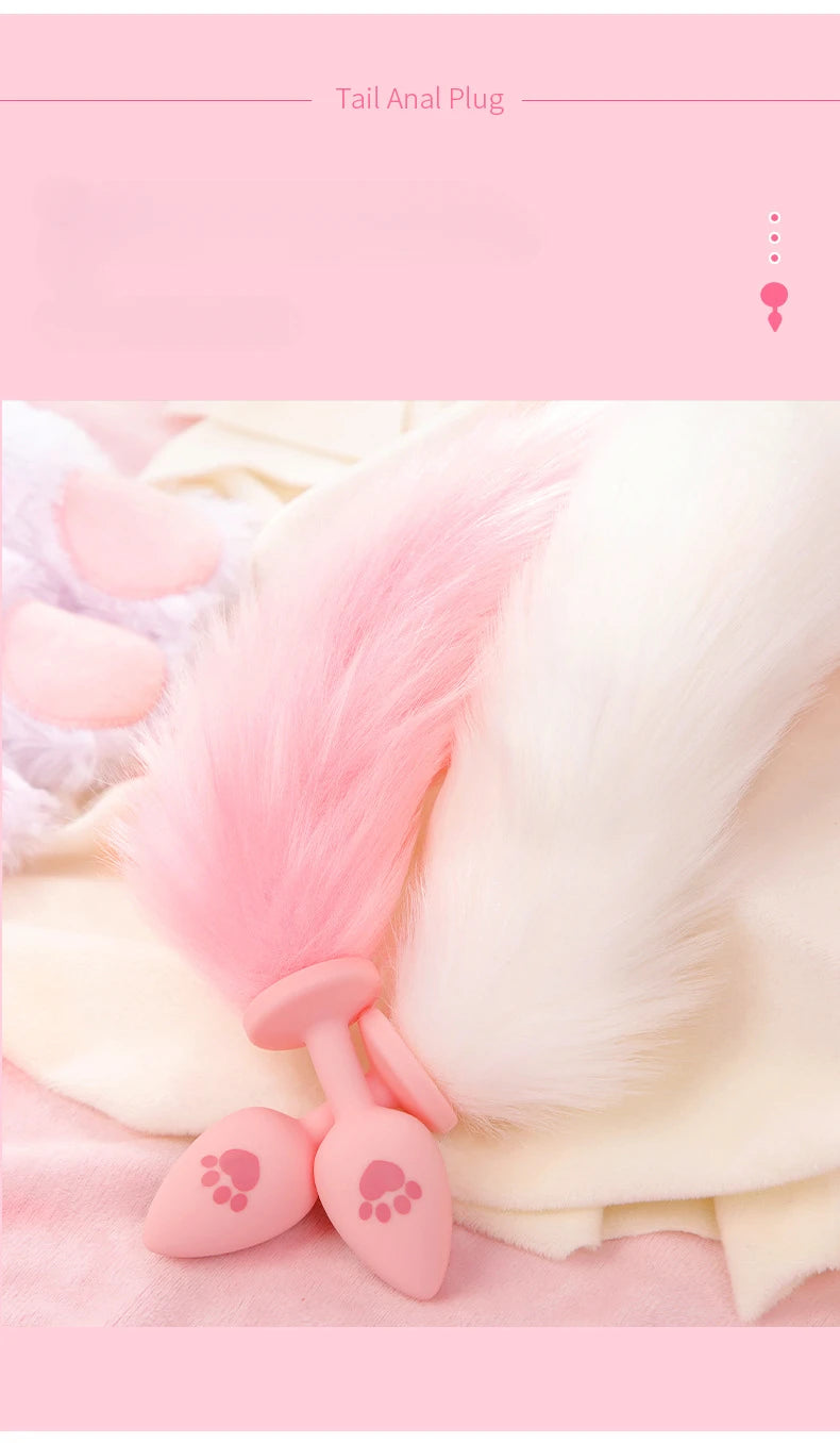 Sexy Kitty Anal Plug Tail Silicone Anal Toys for Women Men Butt Plug Cat Rabbit Anal Sex Toy Cosplay Erotic Adult Toys Sex Shop