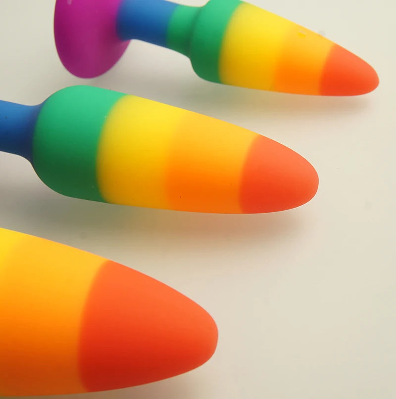 Rainbow Colours Butt Plugs,Liquid Silicone Ass Anus Anal Plug With Suction Cup Base Sex Toys,Analplug Buttplug Butplug
