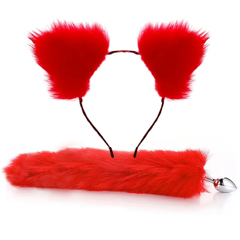 Ass Butt Tail Buttplug Fox Pigtail Anal Plug And Ears Erotic products BDSM Cat Ears Sex Game Toys For Couple Adults Women Men
