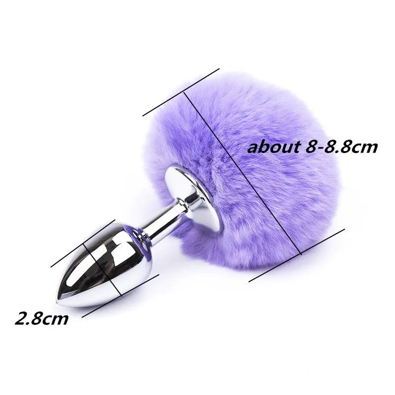 Metal Plush Rabbit Tail Anal Plug Prostate Massager Butt Plug Rabbit Ear BDSM Cosplay Erotic Sex Toys for Women Adults Sex Game