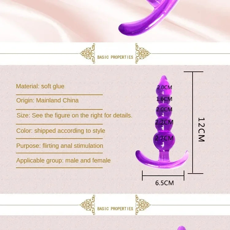 Anal Plug 6pcs Funny Butt Plug Backcourt Waterproof Silicone Comrades Adult Products Combination Set Massager Stick Training Kit