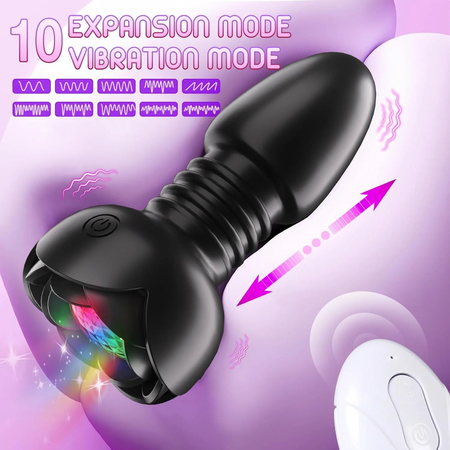 Telescopic Rose Anal Butt Plug Vibrator Wireless Remote Prostate Massager Female Vagina Masturbator for Adult Sex Toys for Women Men