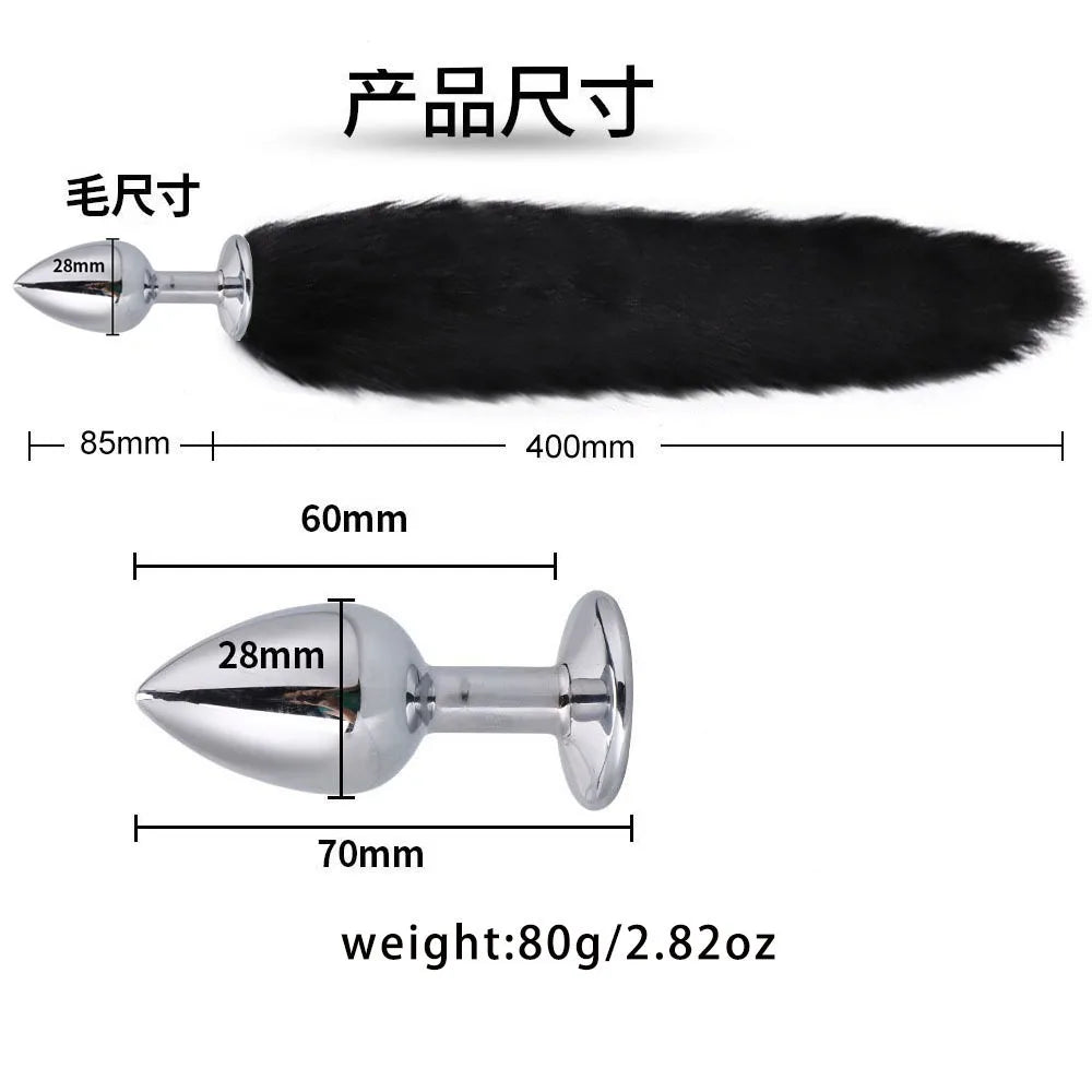 Cute Fox Tail Anal Plug Bow-Knot Soft Cat Ears Headbands Collar Erotic Cosplay Couples Accessories SM Sex Toys for Female Male