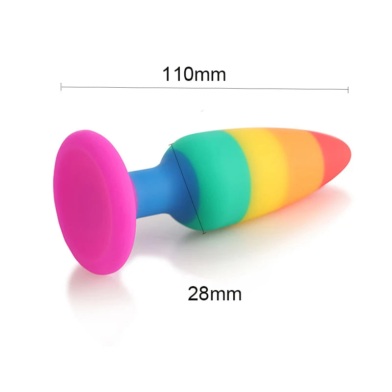 Rainbow Colours Butt Plugs,Liquid Silicone Ass Anus Anal Plug With Suction Cup Base Sex Toys,Analplug Buttplug Butplug