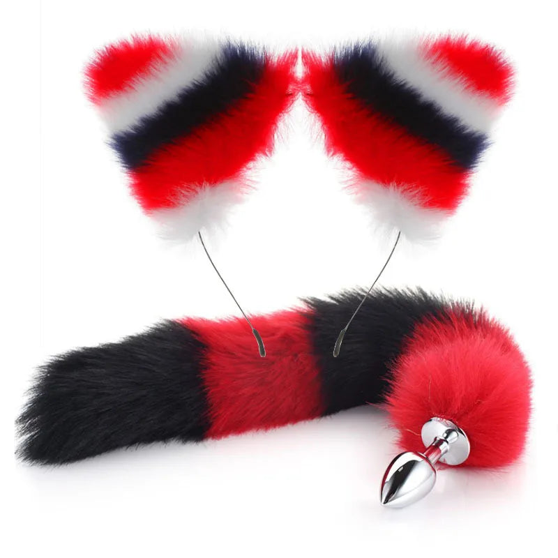 Ass Butt Tail Buttplug Fox Pigtail Anal Plug And Ears Erotic products BDSM Cat Ears Sex Game Toys For Couple Adults Women Men