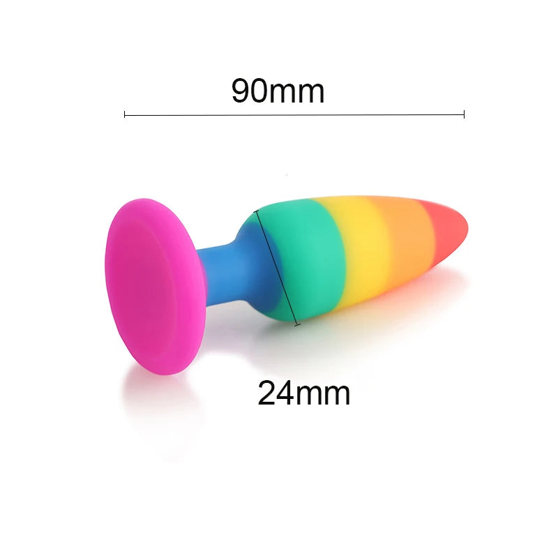 Rainbow Colours Butt Plugs,Liquid Silicone Ass Anus Anal Plug With Suction Cup Base Sex Toys,Analplug Buttplug Butplug