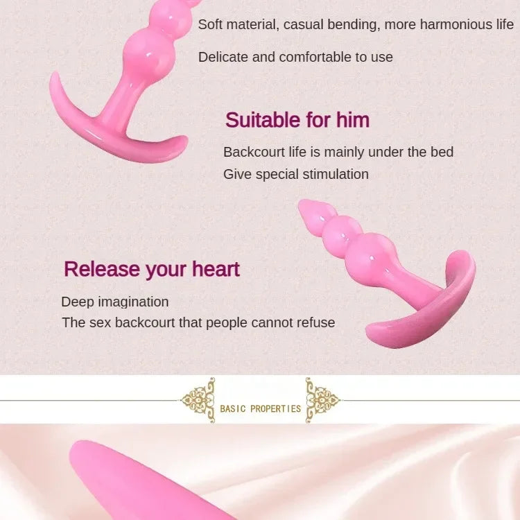 Anal Plug 6pcs Funny Butt Plug Backcourt Waterproof Silicone Comrades Adult Products Combination Set Massager Stick Training Kit
