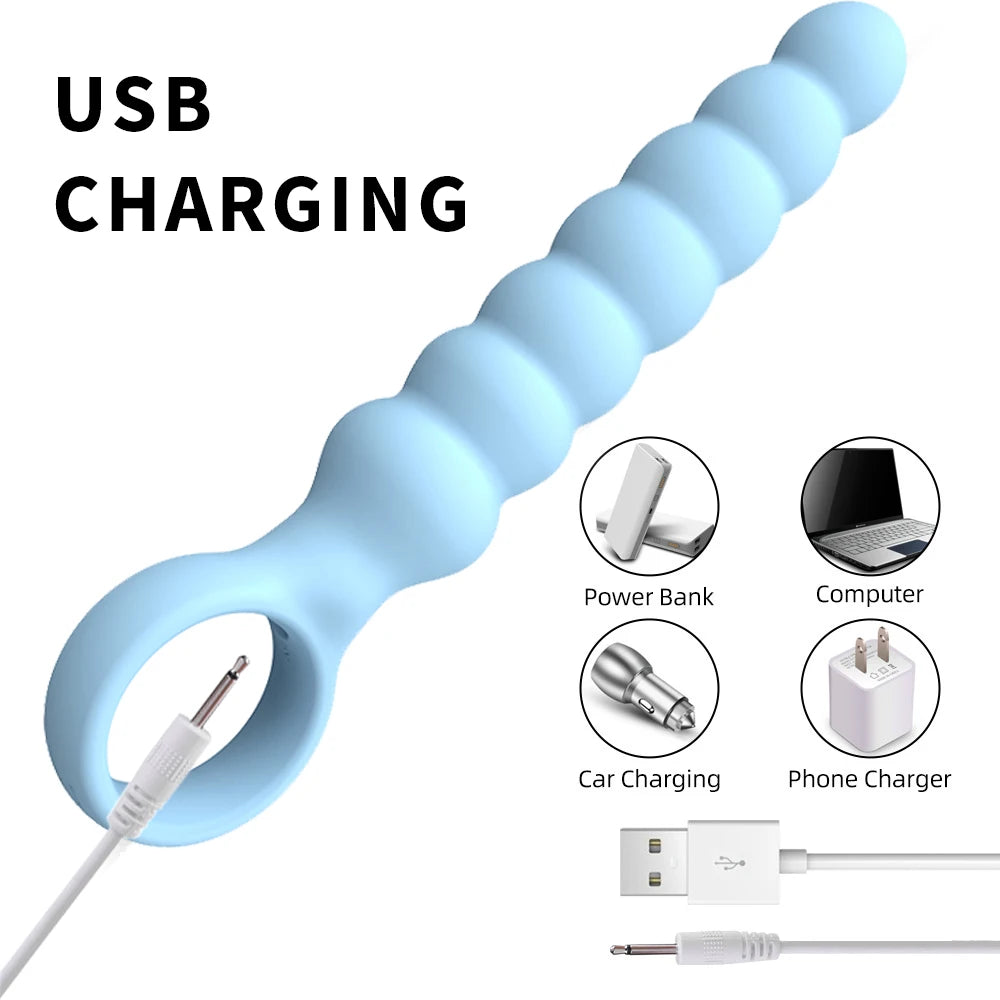 10 Speed Anal Vibrator Anal Beads Prostate Massage Butt Plug Stimulator USB Charge Vibrators Sex Toys For Men Women