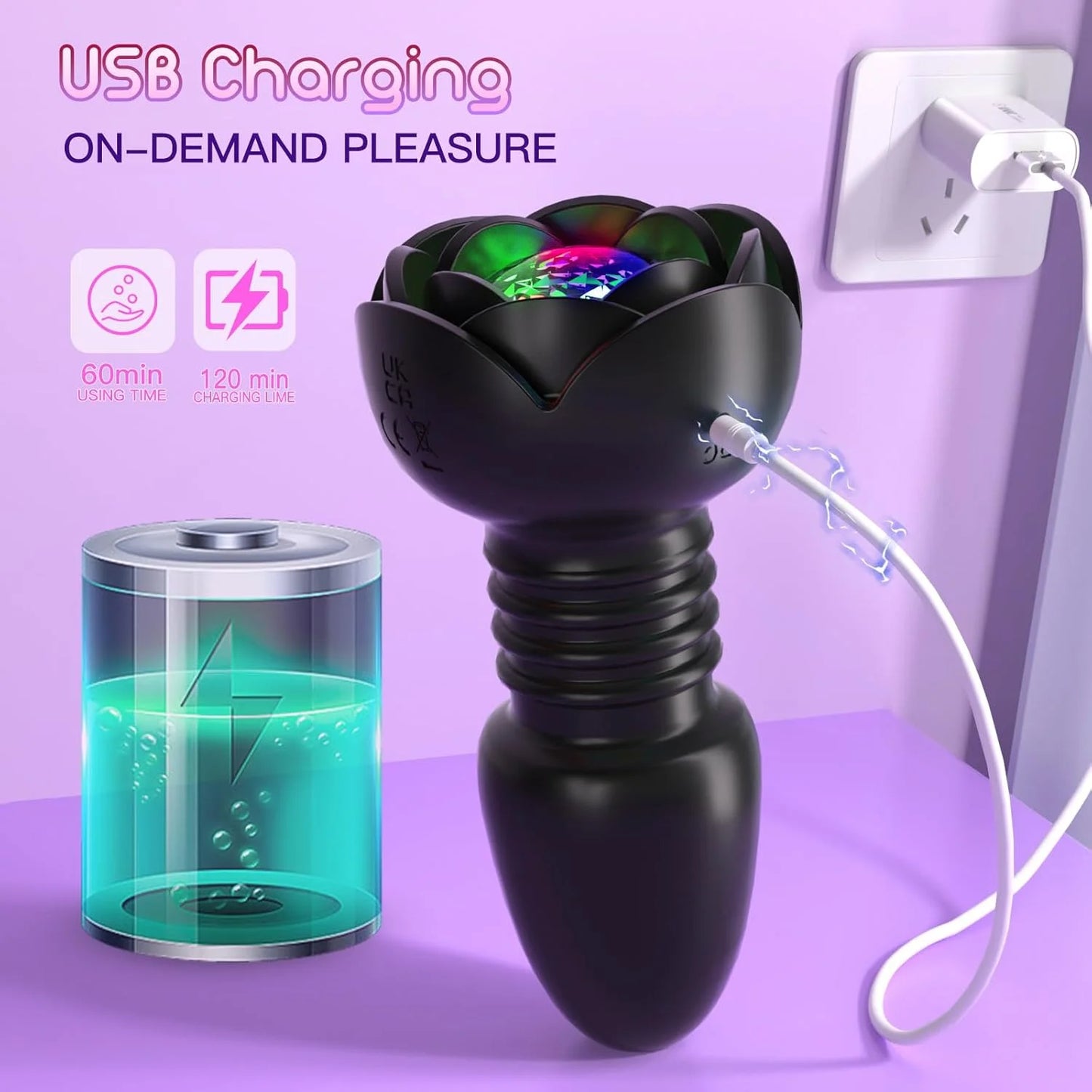 Telescopic Rose Anal Butt Plug Vibrator Wireless Remote Prostate Massager Female Vagina Masturbator for Adult Sex Toys for Women Men