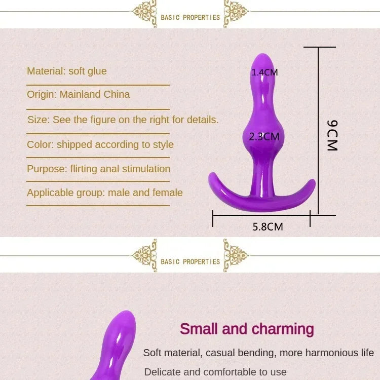 Anal Plug 6pcs Funny Butt Plug Backcourt Waterproof Silicone Comrades Adult Products Combination Set Massager Stick Training Kit