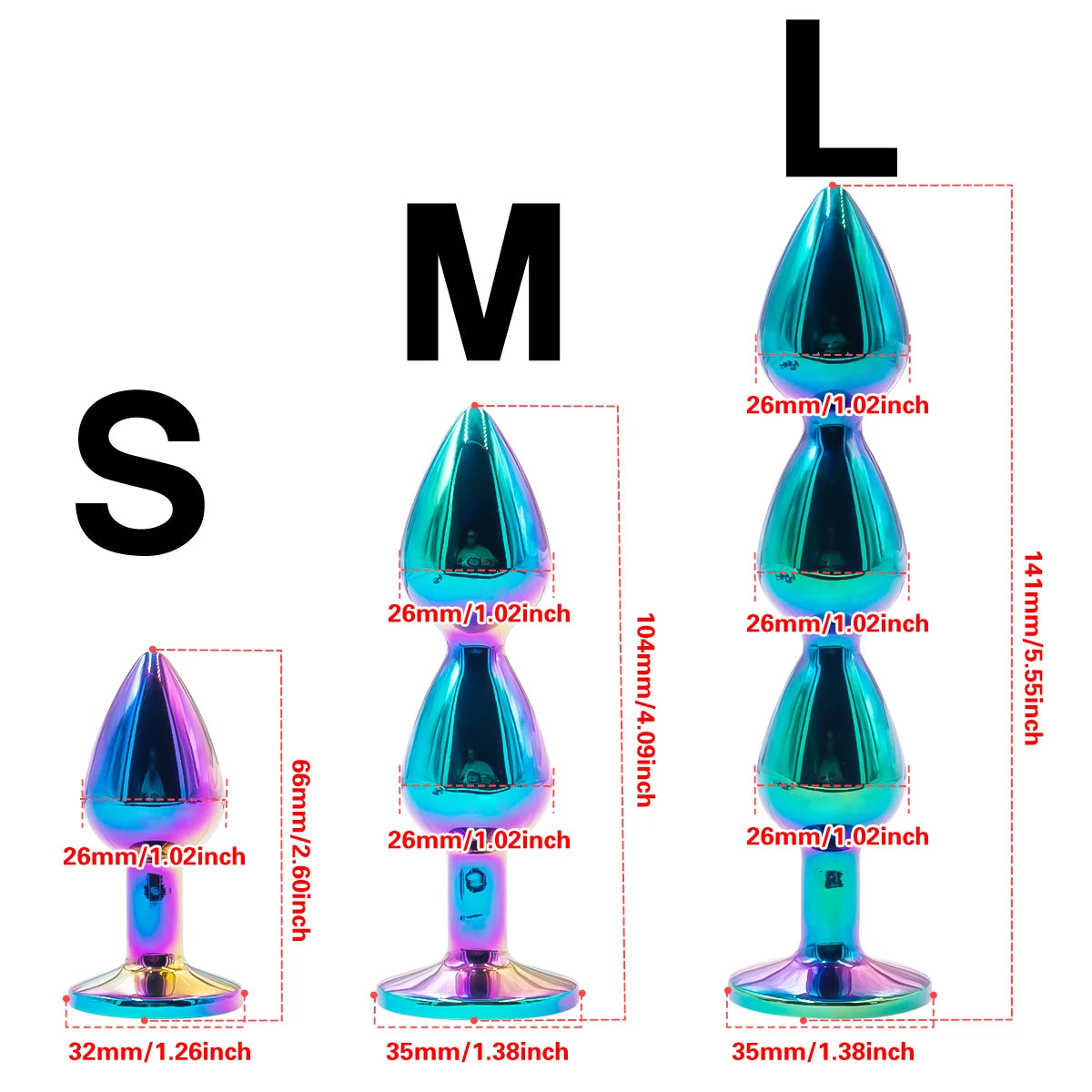 New Style Colorful Various sizes Metal Anal Plug Beginners To Expert Butt Plug Anus Massage Anal Stimulator Dildos Adult Sex Toy
