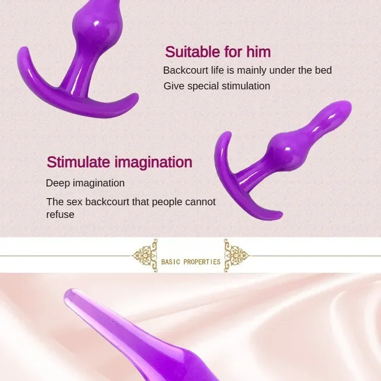 Anal Plug 6pcs Funny Butt Plug Backcourt Waterproof Silicone Comrades Adult Products Combination Set Massager Stick Training Kit