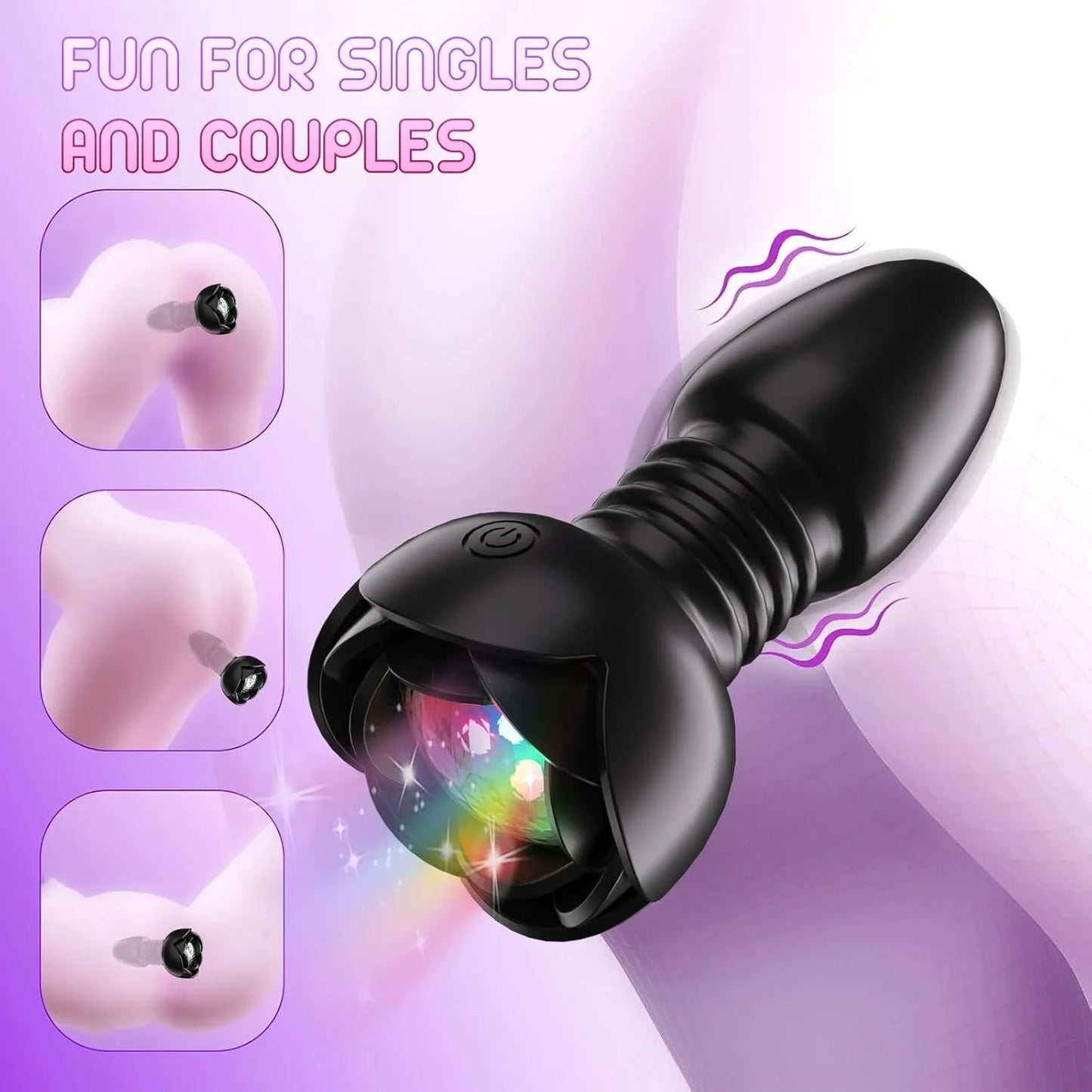 Telescopic Rose Anal Butt Plug Vibrator Wireless Remote Prostate Massager Female Vagina Masturbator for Adult Sex Toys for Women Men