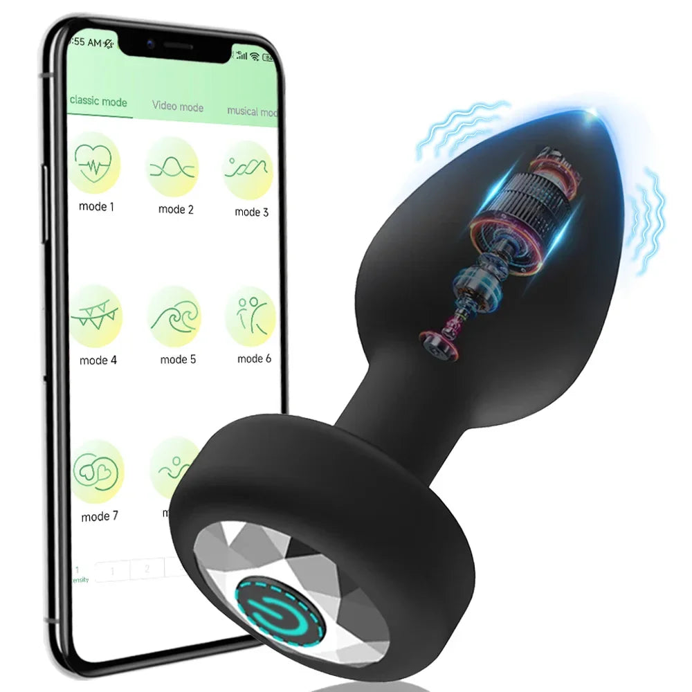 Telescopic Rose Anal Butt Plug Vibrator Wireless Remote Prostate Massager Female Vagina Masturbator for Adult Sex Toys for Women Men