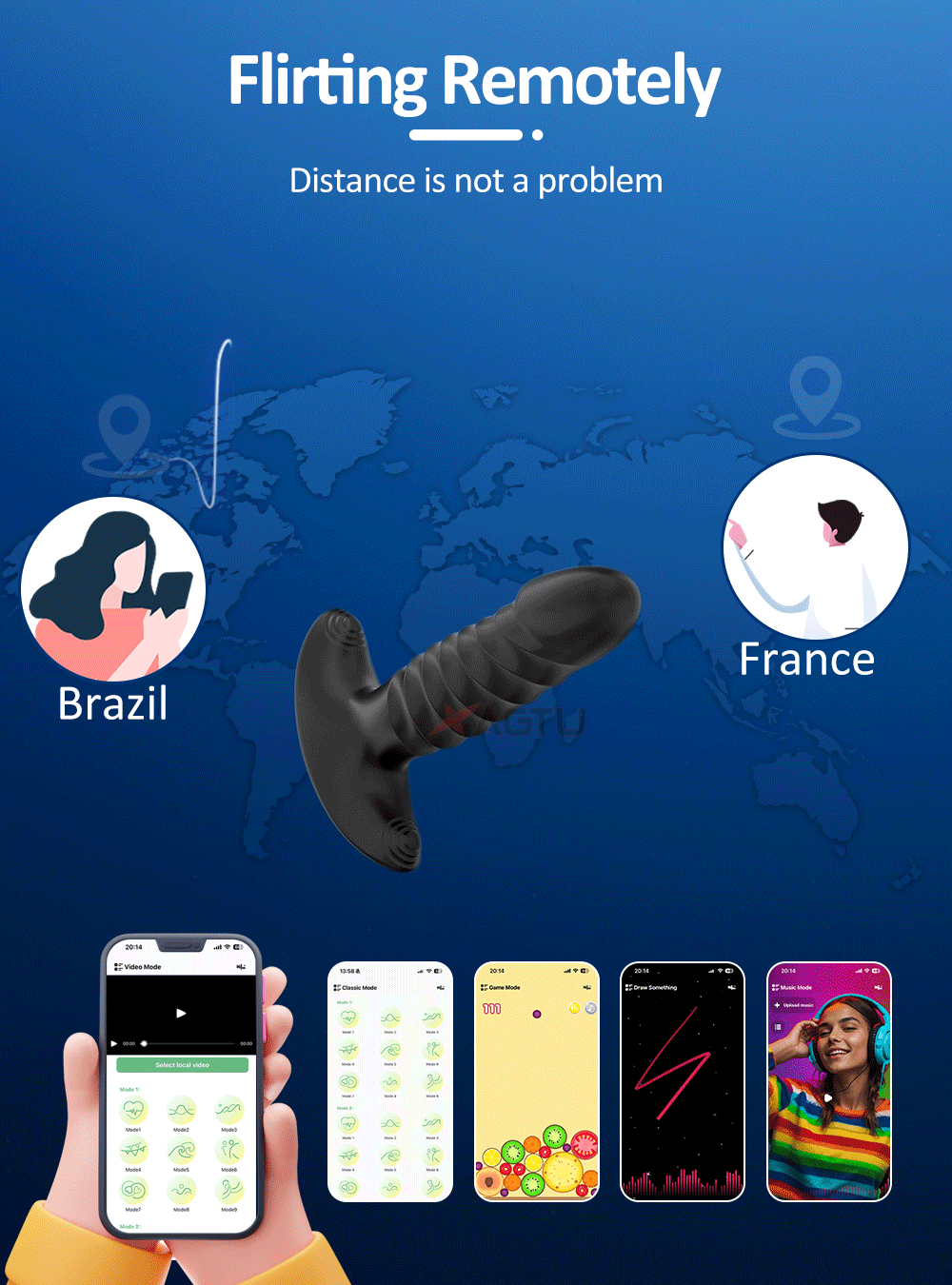 APP Control Female & Male Massager Vibrator Anal Plug Telescopic Butt Plug Female Sex Toy for Adult