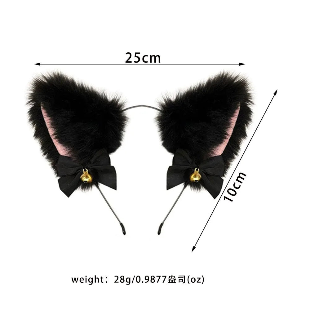 Cute Fox Tail Anal Plug Bow-Knot Soft Cat Ears Erotic Cosplay Couples Accessories SM Sex Toys for Female Male