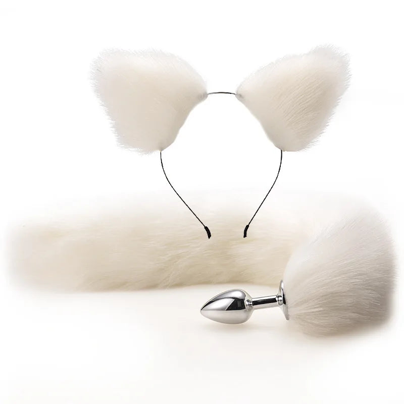 Ass Butt Tail Buttplug Fox Pigtail Anal Plug And Ears Erotic products BDSM Cat Ears Sex Game Toys For Couple Adults Women Men