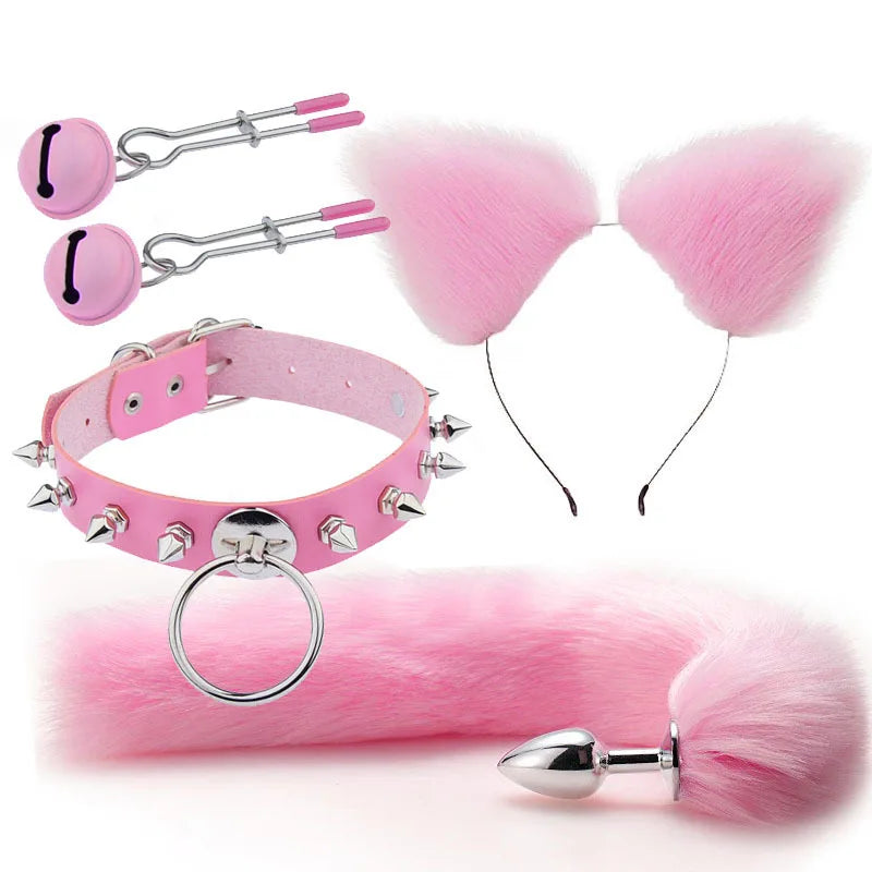 Ass Butt Tail Buttplug Fox Pigtail Anal Plug And Ears Erotic products BDSM Cat Ears Sex Game Toys For Couple Adults Women Men