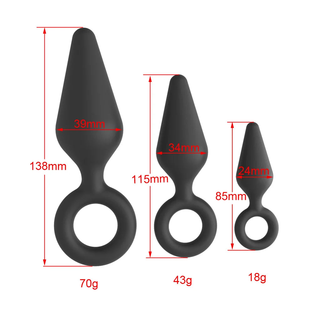 Silicone Butt Plug Ring Anal Plugs Unisex Sex Stopper 3 Different Size Adult Toys for Men/Women Anal Trainer For Couples SM