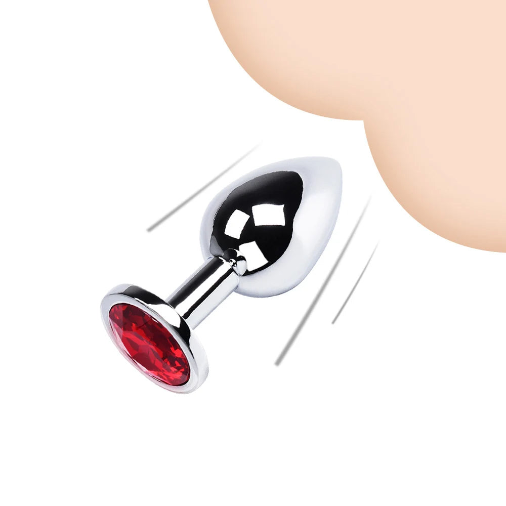 Metal Anal Plug Stainless Steel Butt Plug With Jewelry Colorful Crystal Anus Plug Anal Bead Adults Sex Toys for Women Adult Game