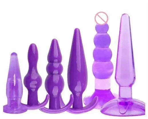Anal Plug 6pcs Funny Butt Plug Backcourt Waterproof Silicone Comrades Adult Products Combination Set Massager Stick Training Kit