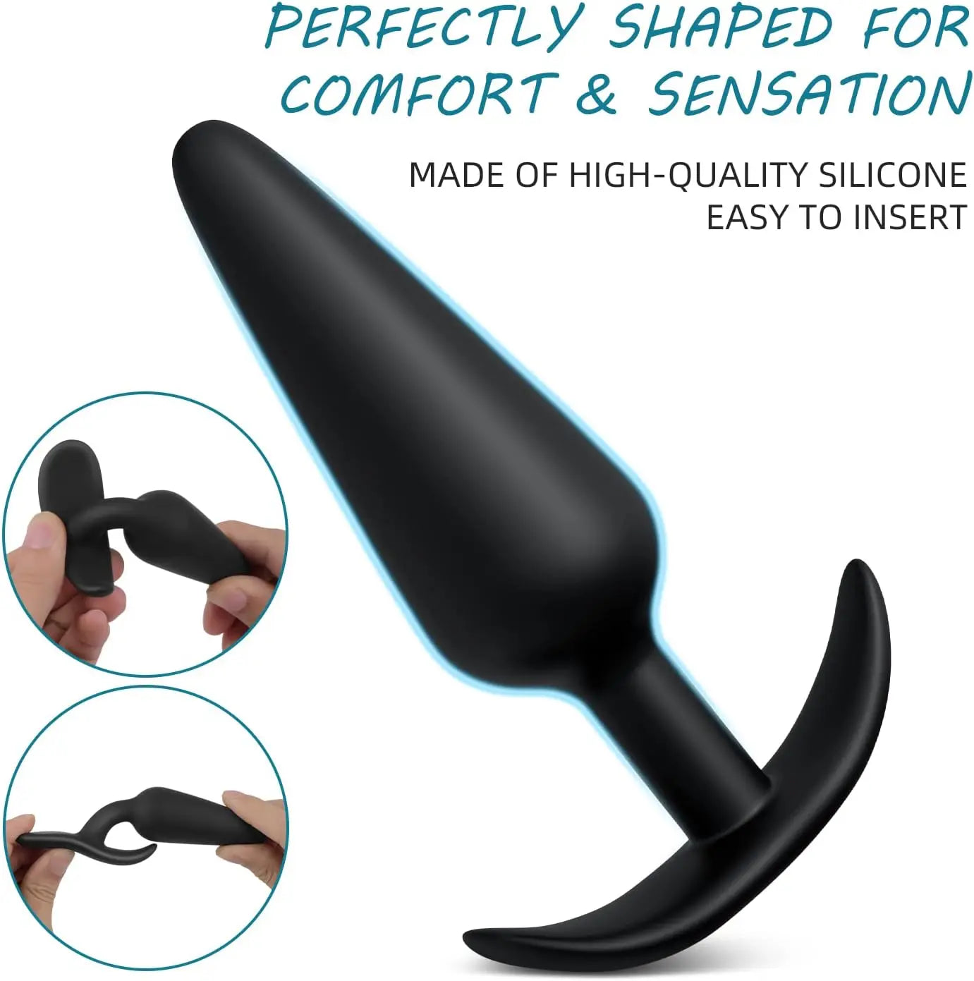 Silicone Anal Plug Pack of 3 Butt Plugs for Women Training Set for Beginners Advanced Users with Flared Base Prostate Sex Toys