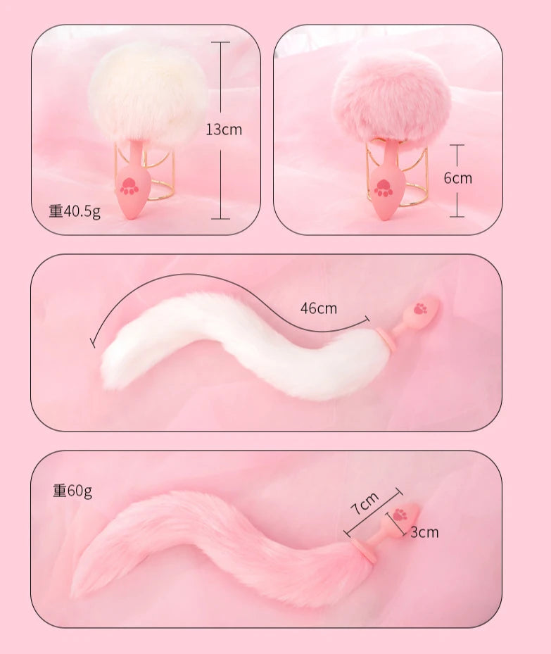Sexy Kitty Anal Plug Tail Silicone Anal Toys for Women Men Butt Plug Cat Rabbit Anal Sex Toy Cosplay Erotic Adult Toys Sex Shop