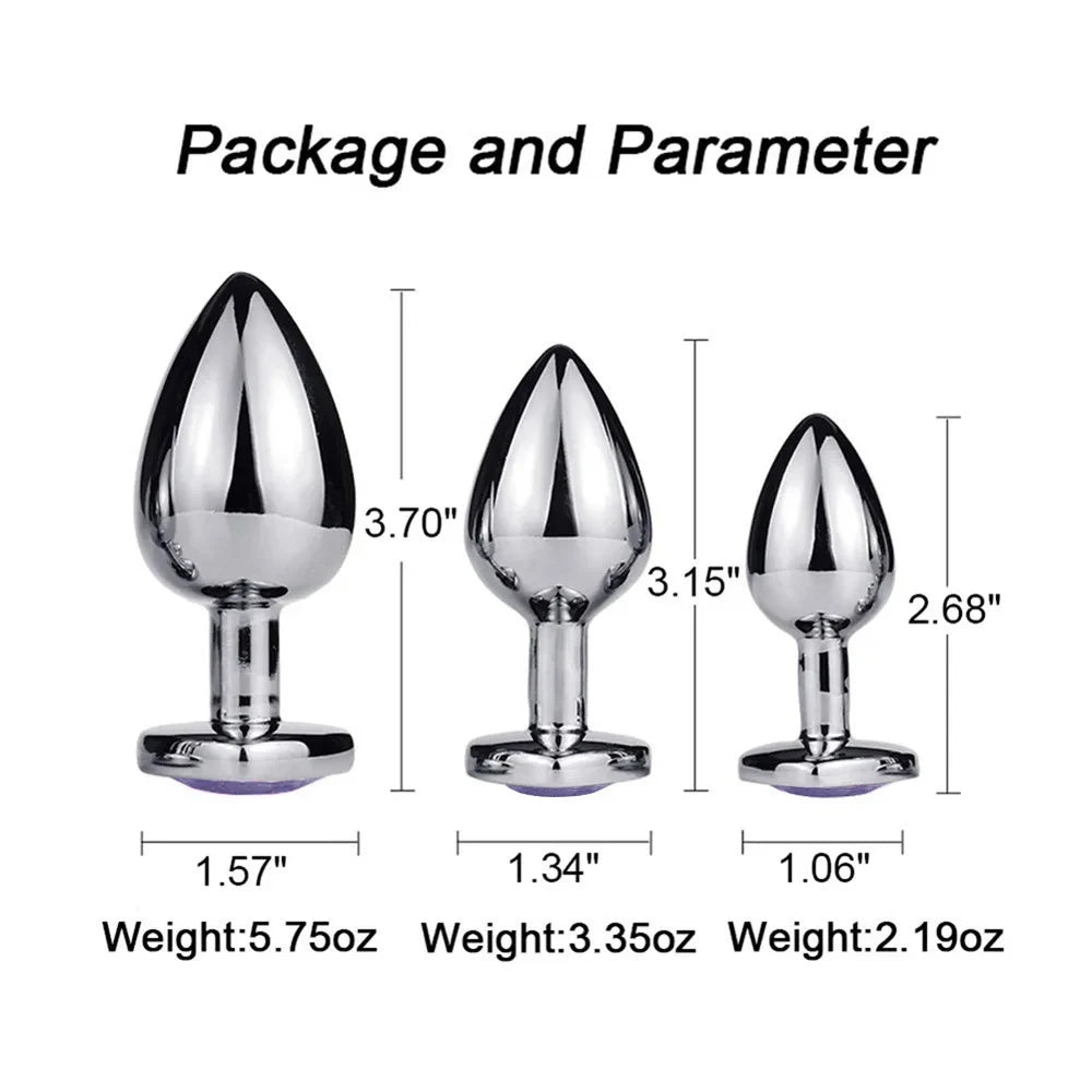 3PCS S/M/L Metal Anal Plug Butt Plug Sex Toy Butt Toy for Women Men Couples Adult Game Masturbator Anal Diamond Sex Shop