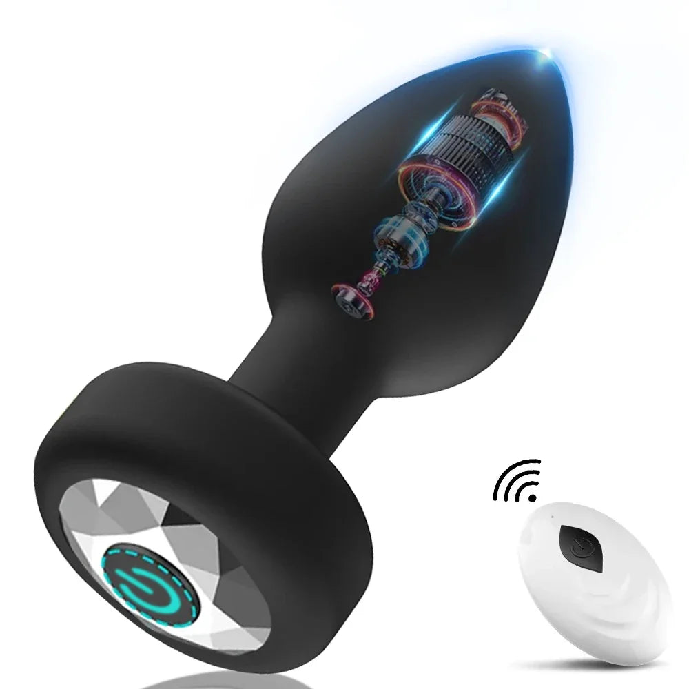 Telescopic Rose Anal Butt Plug Vibrator Wireless Remote Prostate Massager Female Vagina Masturbator for Adult Sex Toys for Women Men